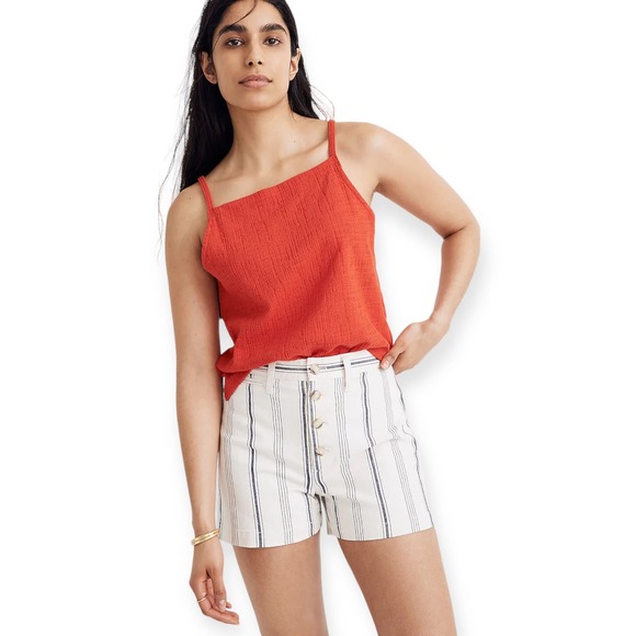 Madewell Pants - Madewell Womens Striped Emmett Shorts Size 28 Cream Grey Denim AJ521